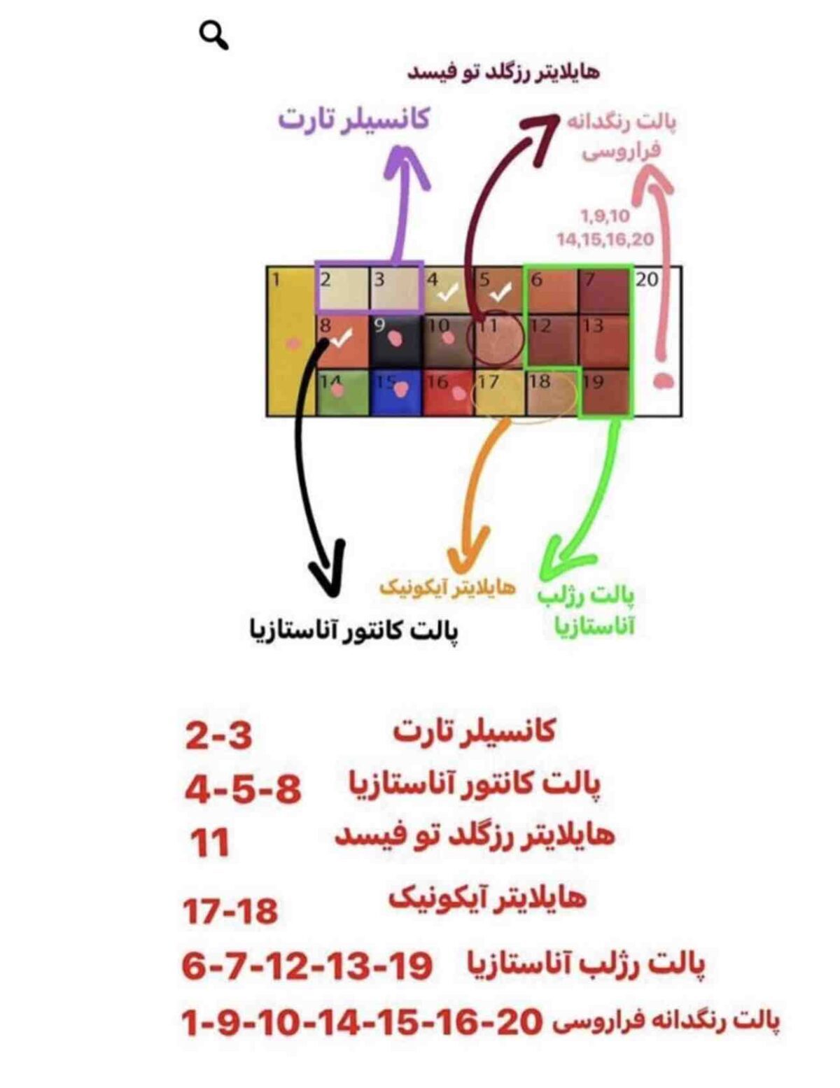 پلت رنگدانه جادویی ۲۰ رنگ مای میکاپ استوری My Makeup - گالری دلربا