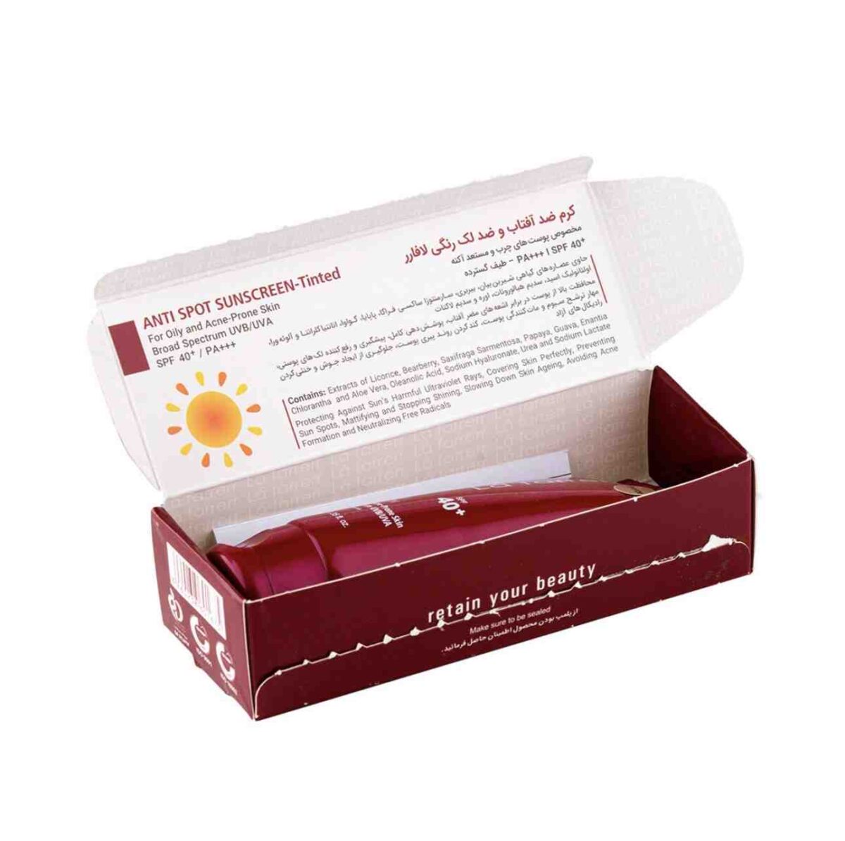 کرم ضد افتاب و ضد لک رنگی لافارر spf ۴۰(رنگ روشن) Lafarrerr - گالری دلربا